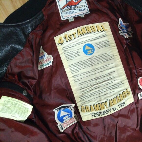 Vintage Avirex 41st Grammy Awards 1999 Leather Bomber Jacket - Picture 8 of 12